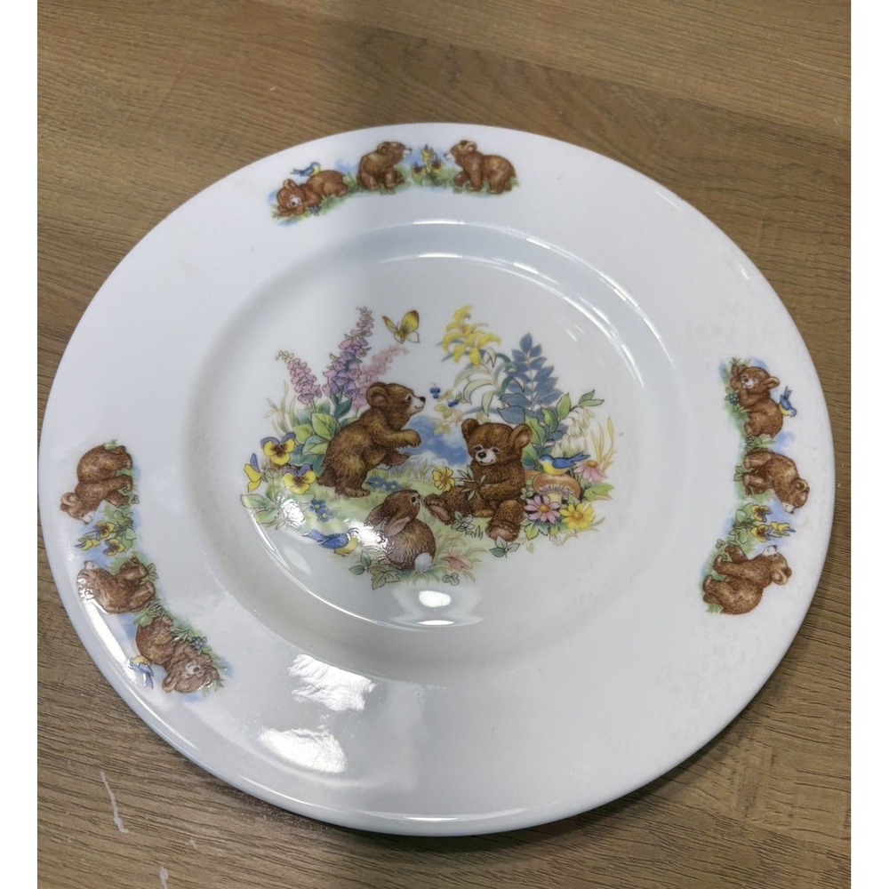 Vintage Royal Daulton Honey Bears Child Plate Bone China England Floral